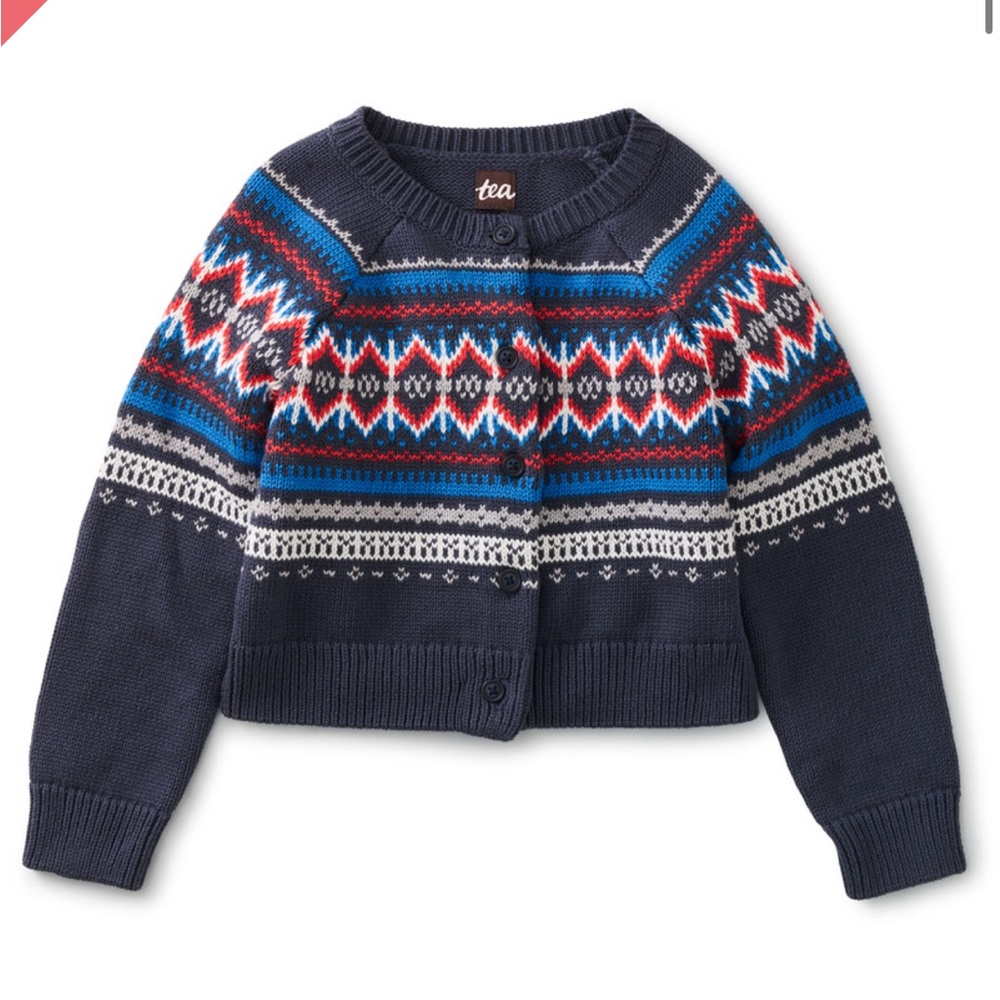 NWT Tea Collection Family Fair Isle Cardigan M/6-7Y